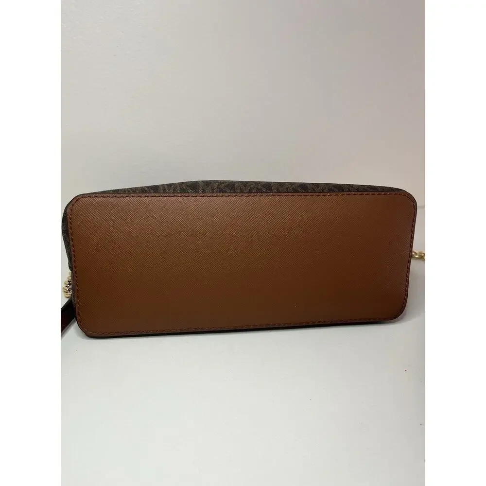 Michael Kors 35F1GTVC6B-200 Jet Set Medium Crossbody Leather Handbag Brown NEW